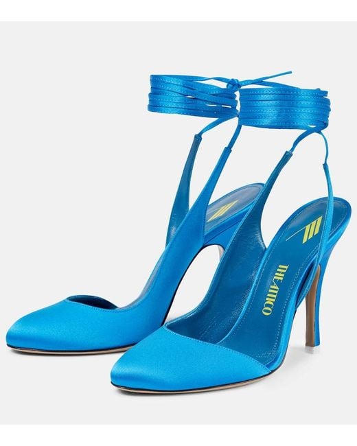 The Attico Blue Carrie Satin Pumps