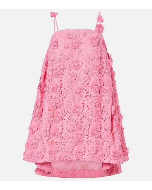 LEO LIN Pink Fifi Floral Lace Minidress