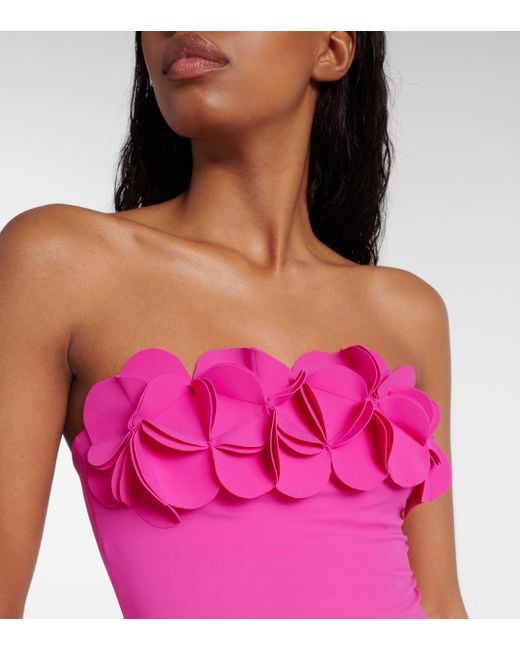 Karla Colletto Pink Tess Ruffled Bandeau Swimsuit