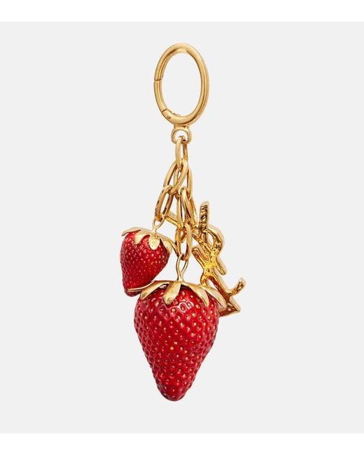Saint Laurent White Cassandre Strawberry Bag Charm
