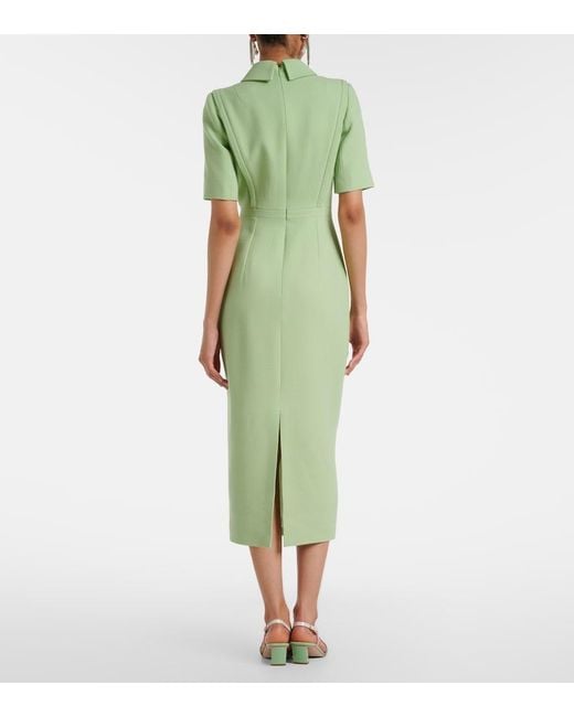 Emilia Wickstead Green Valletta Wool Crepe Midi Dress