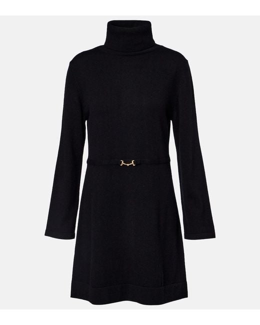 Rixo Black Elliette Wool And Cashmere Minidress