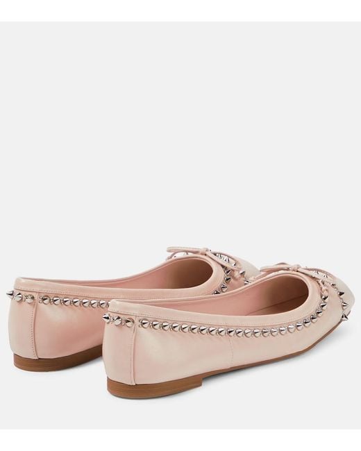 Christian Louboutin Pink Mamadrague Spikes Leather Ballet Flats