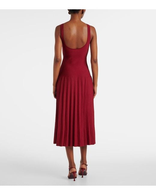 Staud Red Beaton Chiffon-Trimmed Velvet Maxi Dress