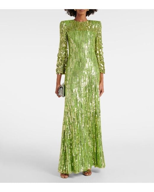 Jenny Packham Green Nymph Sequined Gown