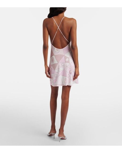 Emilio Pucci Pink Occhi Draped Satin Jersey Minidress