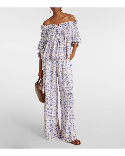 Agua Bendita Blue Urucu Petalo Blouse