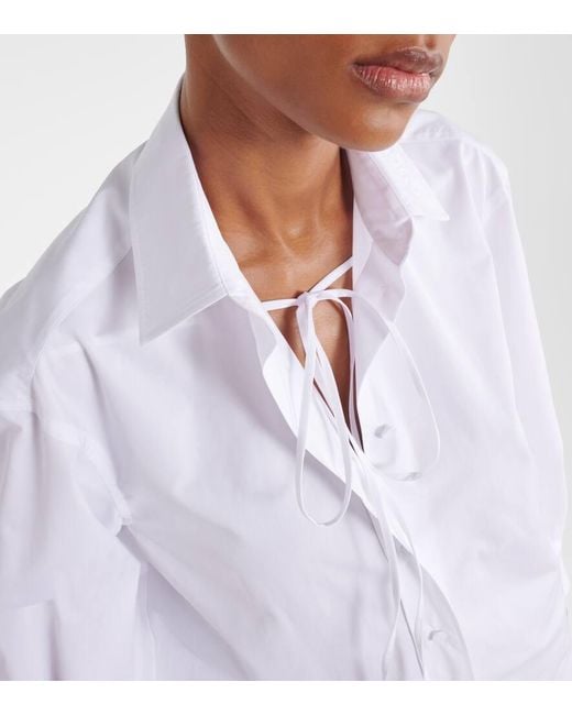 Camisa de popelin de algodon con lazo Gucci de color White