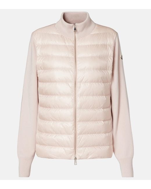 Moncler Natural Down-Paneled Virgin Wool Cardigan