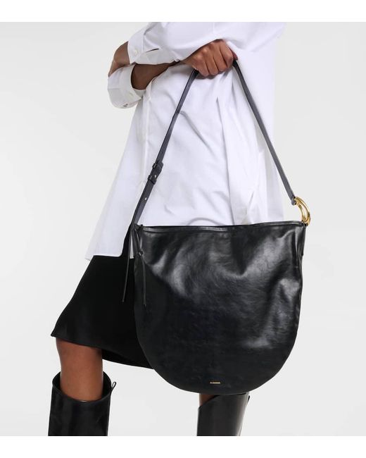 Jil Sander Black Moon Medium Leather Shoulder Bag