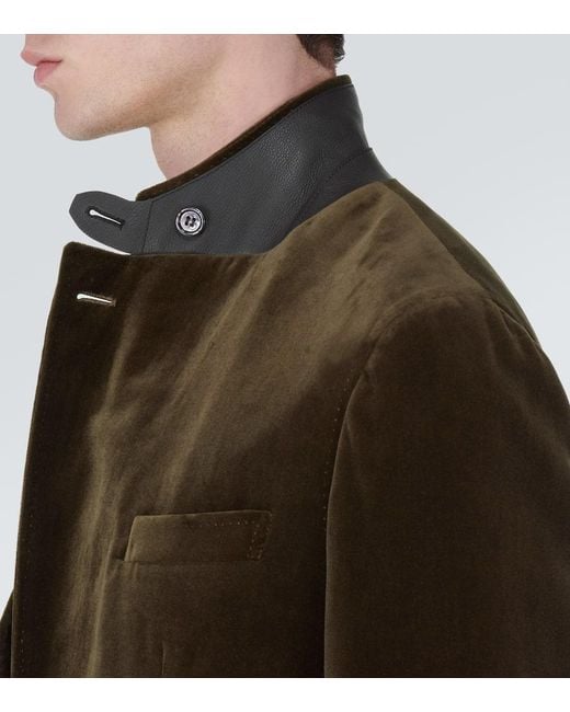Blazer De Botonadura Simple De Terciopelo Brioni de hombre de color Green