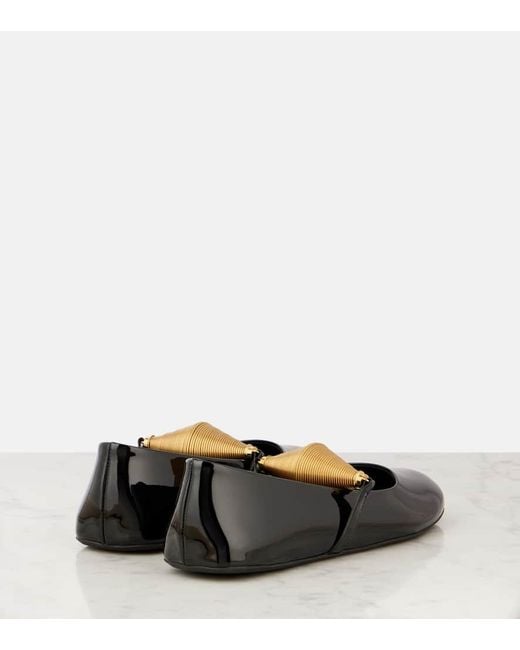 Alaïa Black Patent Leather Strap Ballet Flats