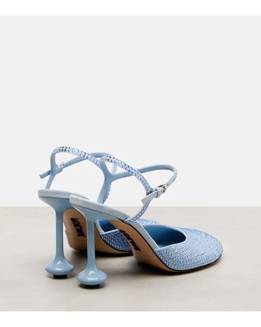 Loewe Blue Toy 90 Crystal-Embellished Leather Pumps