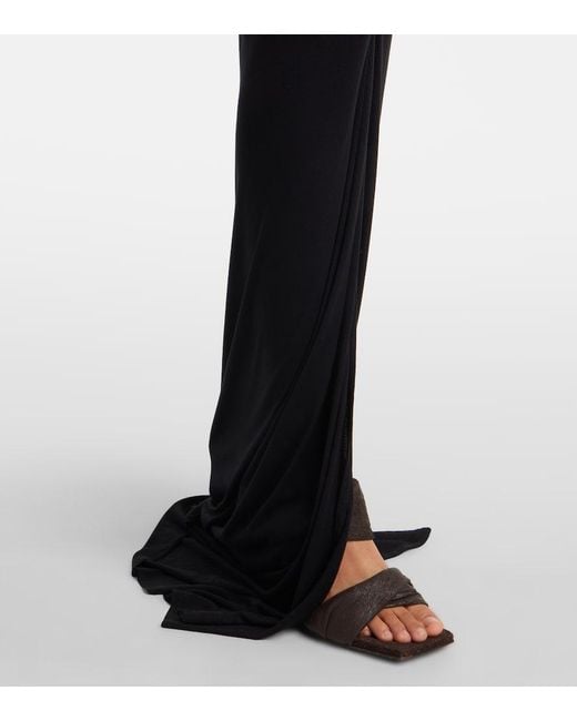 Rick Owens Black Poppy Ls Ruched Jersey Maxi Skirt