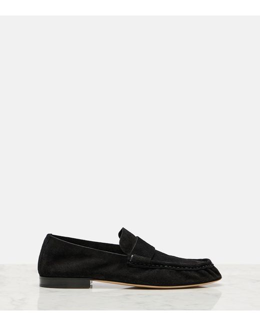 The Row Black Soft Suede Loafers
