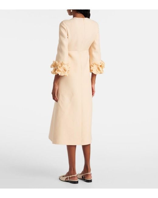 Valentino Natural Ruffled Crepe Couture Midi Dress