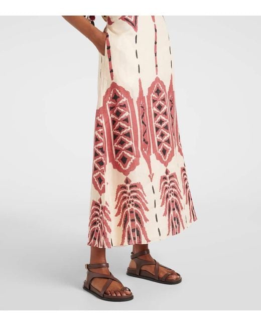 Johanna Ortiz Red Palm Of Tiahuanaco Maxi Dress