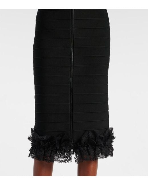 Self-Portrait Black X Christopher Kane Lace-Trimmed Midi Skirt