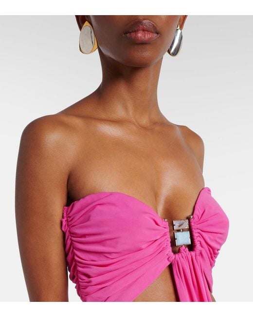 Christopher Esber Pink Cutout Embellished Jersey Gown