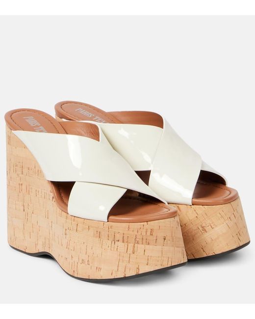 Paris Texas Brown Mara 135 Patent Leather Platform Sandals