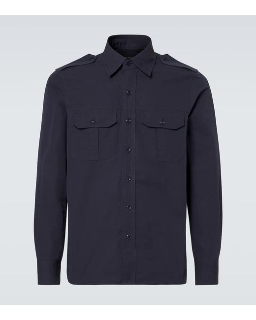 Sobrecamisa De Algodon Y Seda Tom Ford de hombre de color Blue