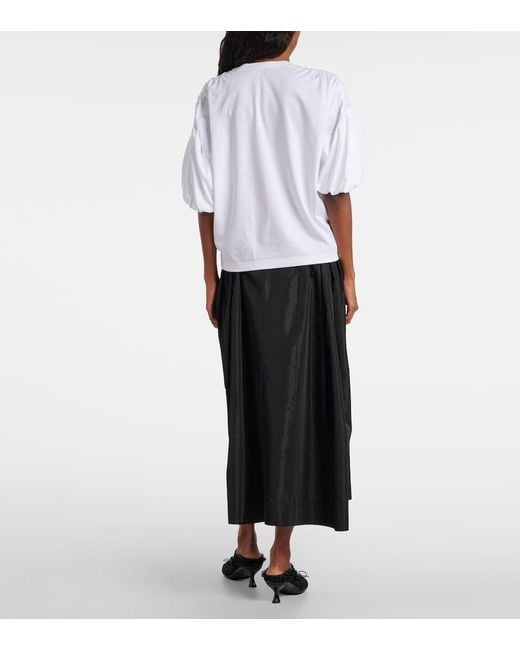 Noir Kei Ninomiya White Gathered Cotton Jersey T-Shirt