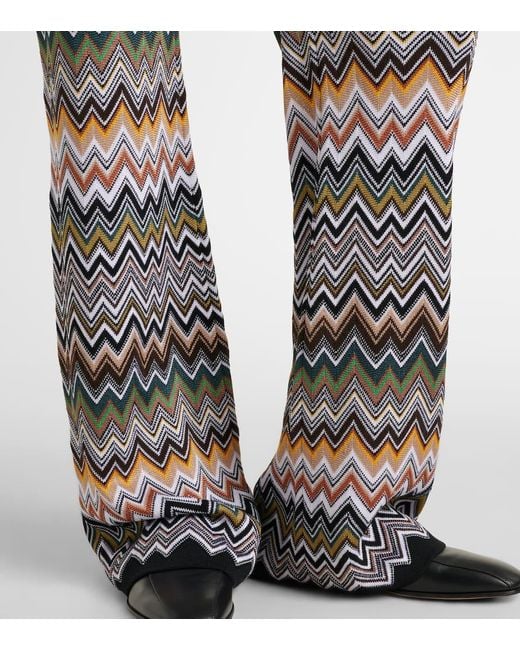 Pantaloni Flared A Zig-Zag A Vita Alta di Missoni in Gray
