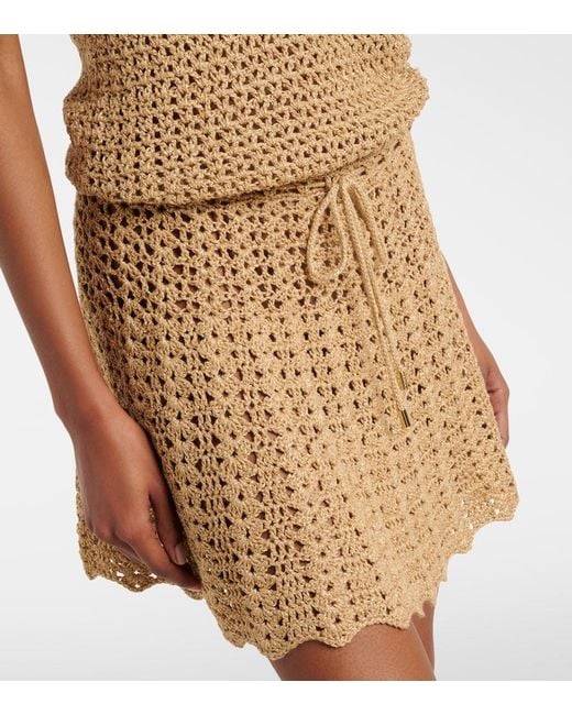 Melissa Odabash Brown Annalise Crochet Lame Minidress