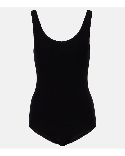 Magda Butrym Black Scalloped Open-Back Bodysuit