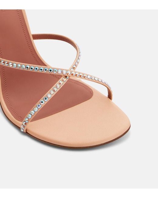 AMINA MUADDI Pink Sally Crystal-Embellished Satin Mules