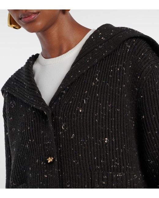 Bottega Veneta Black Ribbed-Knit Wool-Blend Cardigan