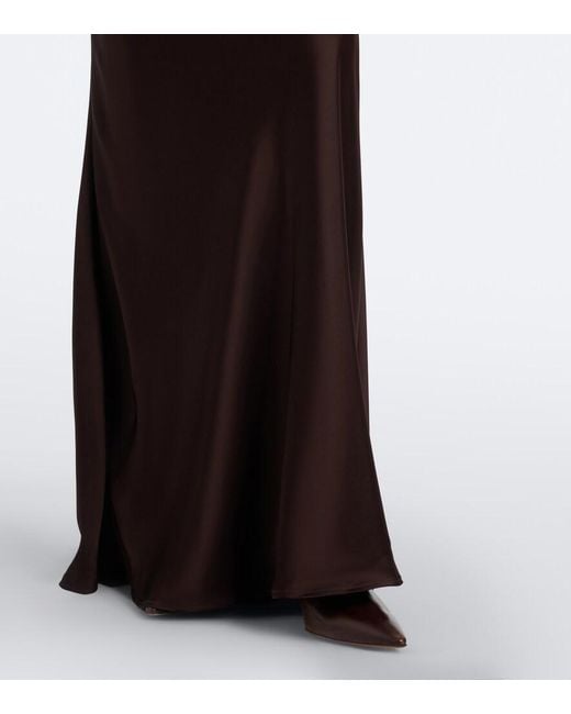 Bananhot Brown Nema Satin Maxi Dress