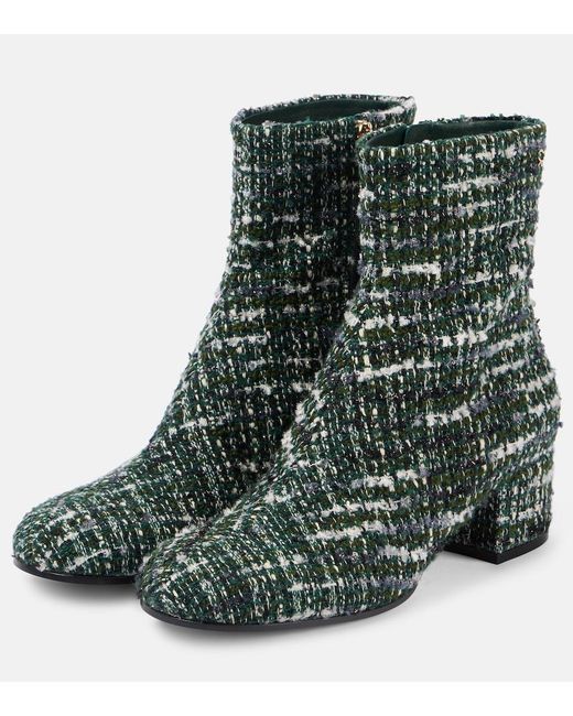 Gianvito Rossi Green Joelle 45 Boucle Tweed Ankle Boots