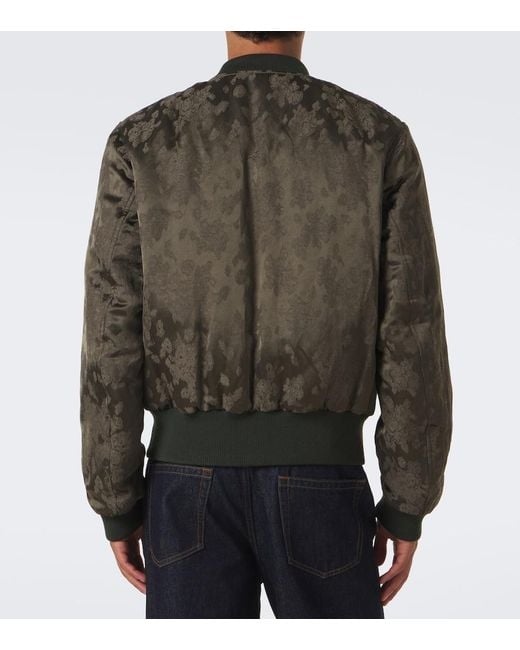 Dries Van Noten Green Jacquard Bomber Jacket for men