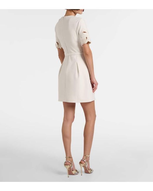 LEO LIN White Aurelie Belted Floral-Applique Minidress