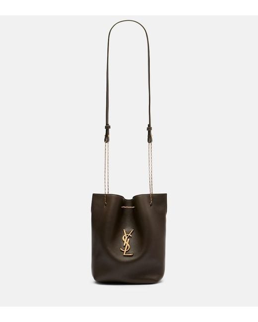 Saint Laurent White Pochon Cassandre Leather Bucket Bag