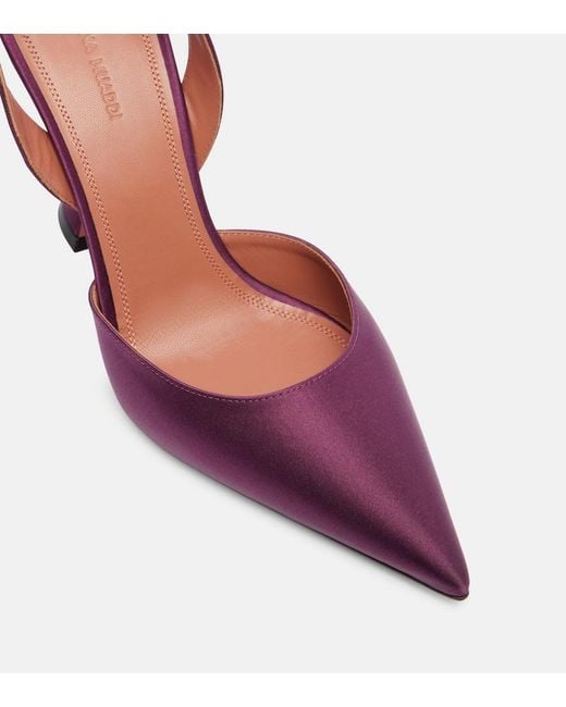 AMINA MUADDI Red Holli 95 Satin Slingback Pumps