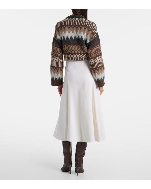 Brunello Cucinelli White Wool Midi Skirt
