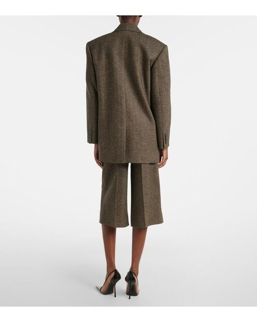 Saint Laurent Brown Herringbone Wool-Blend Bermuda Shorts