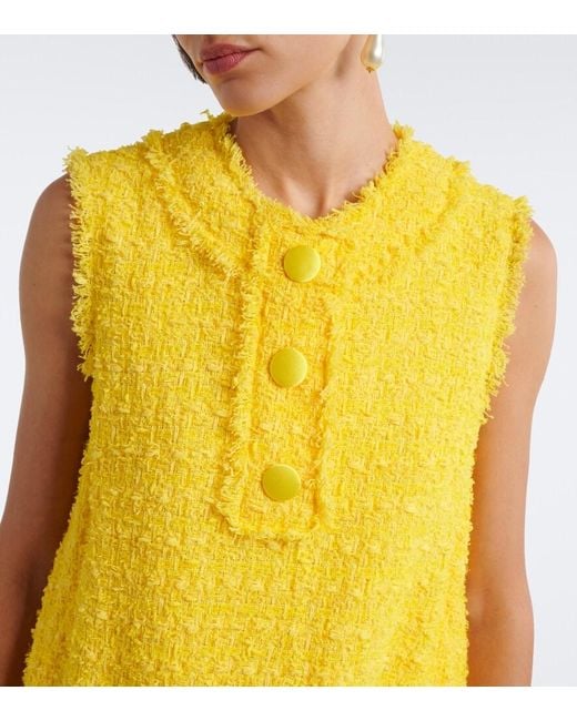 Dolce & Gabbana Yellow Cotton-Blend Tweed Minidress