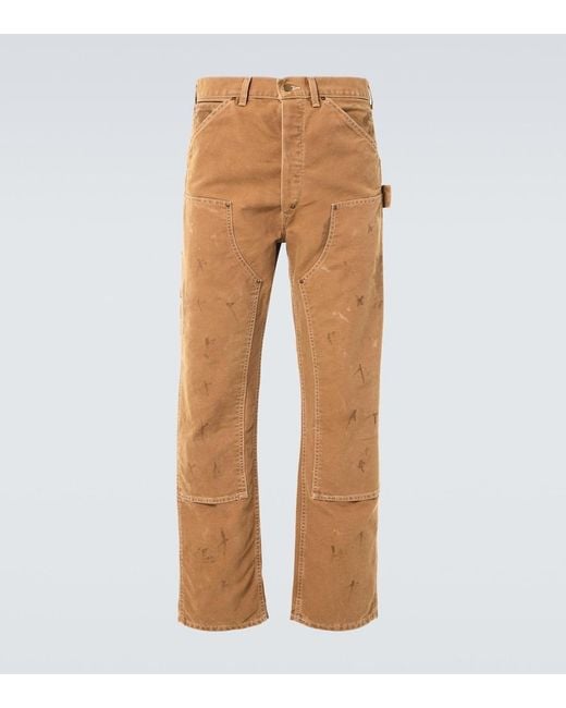 RRL Natural Hamilton Cotton Canvas Straight Pants for men