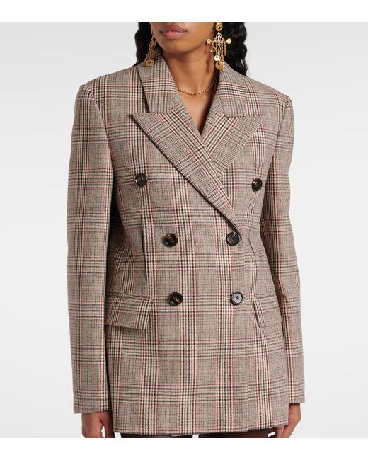 Chloé Brown Prince Of Wales Check Wool-Blend Blazer