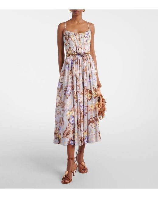 Zimmermann White Rhiannon Floral Cotton Bustier Dress