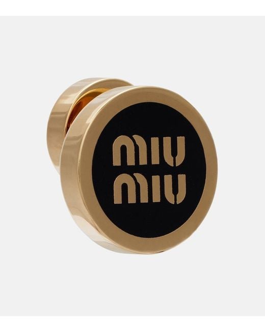 Miu Miu Black Logo Stud Earrings