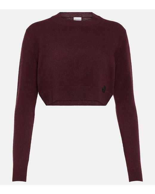 Patou Purple Cropped Cashmere Wool Sweater