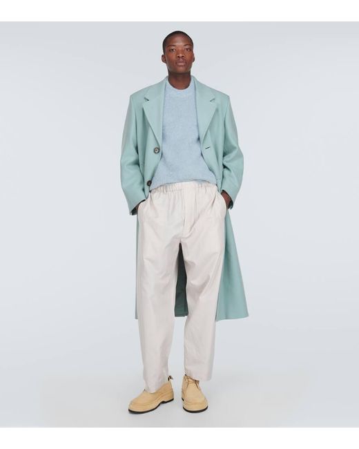 Ami Paris Oversized Woolblend Gabardine Coat in Blue for Men Lyst