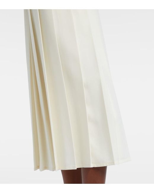 Brunello Cucinelli Natural Pleated Midi Skirt