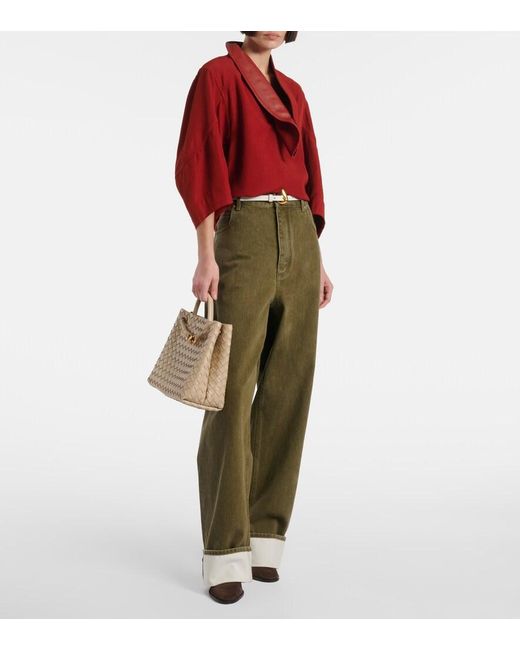 Bottega Veneta Natural Andiamo Intrecciato Medium Leather Tote Bag