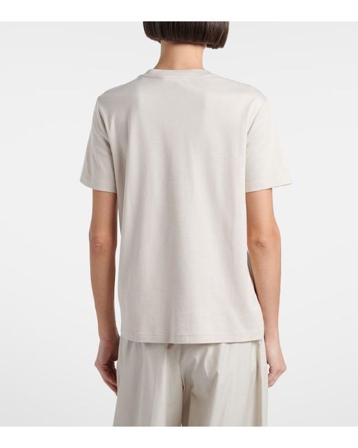 Max Mara Natural Bingo Embellished Cotton-Blend T-Shirt