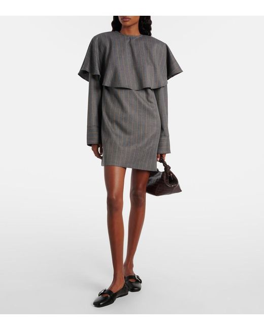 Ganni Gray Stripe Circle Collar Dress